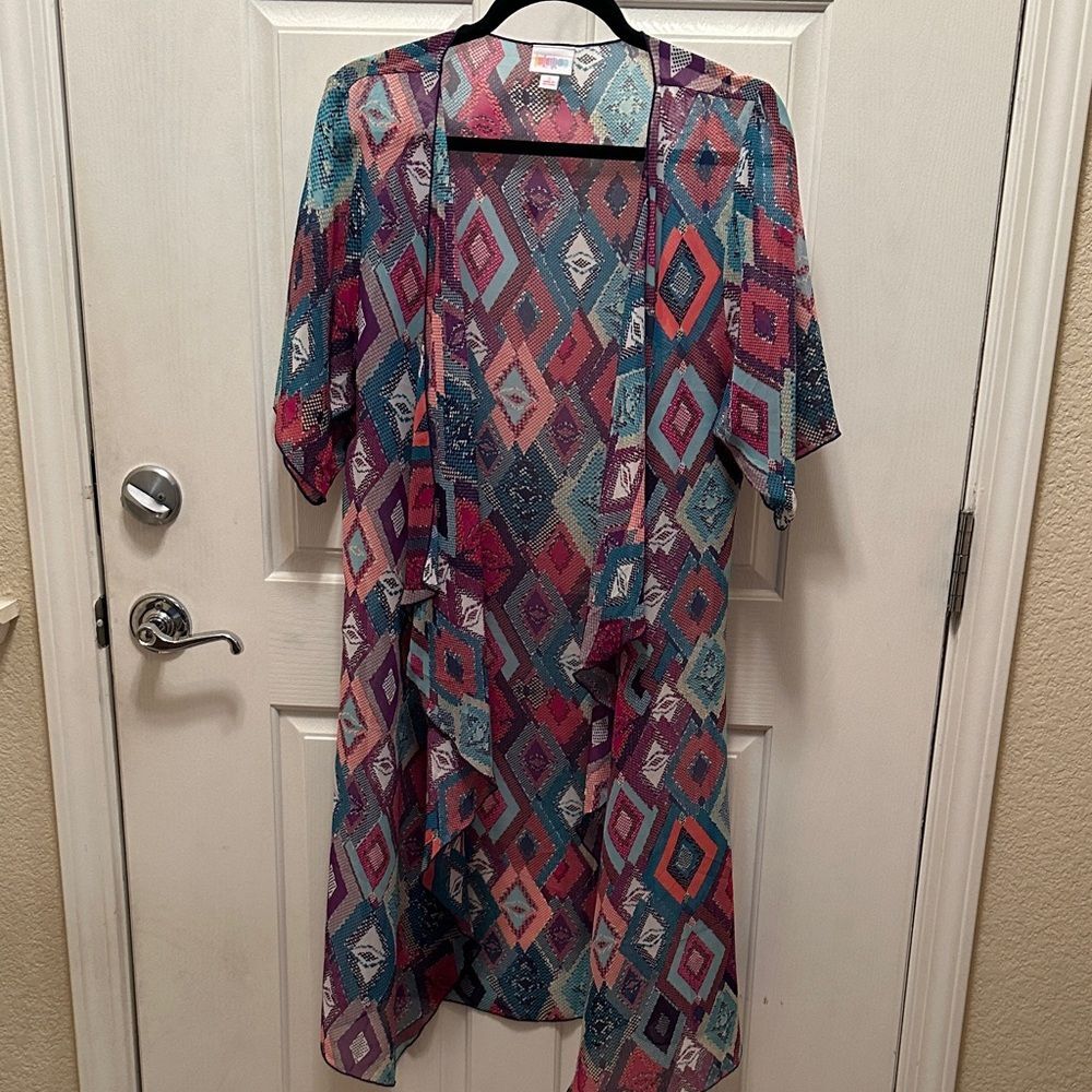 LuLaRoe Multicolor Geometric Kimono
